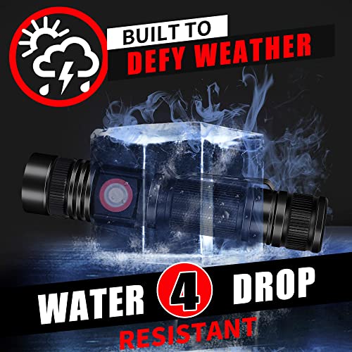 DARKBEAM LED Flashlight Rechargeable USB 2000 High Lumens, Small and Bright Pocket Flashlights, Focus Adjustable Water Resistant Handheld Flash Light for Camping, Outdoor, Emergency - color: A300 White Light - 1 PACK