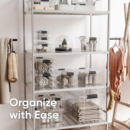 Superio Deep Storage Organizer Bin with Lid X-Deep Small Clear Storage Box with Latch for Home, Kitchen, Garage- Store, Food, Supplies, and Hair Accessories (4.75 Quart) - size: 4.75 Qt