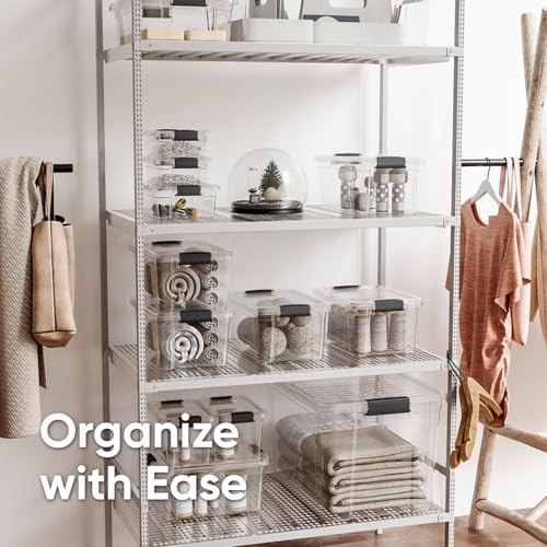 Superio Mini Deep Storage Organizer Bin with Lid X-Deep Small Clear Storage Box with Latch for Home, Kitchen, Garage- Store Toys, Food, Supplies, and Hair Accessories (2.5 Quart) - size: 8" x 5.5" x 5"