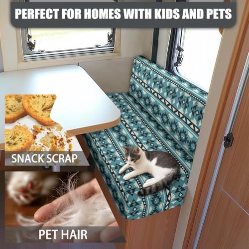 RV Dinette Cushion Covers Couch Cover for RV, Green Aztec Diamond Camper Sofa Replacement Camper Cushions for RV Camper Sofa RV Accessories Include 1 Bench Cover 1 Backrest Cover - color: Green Aztec Diamond