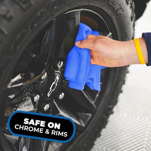 The Rag Company - Edgeless 365 Microfiber Towels (10-Pack) Premium 70/30 Blend, Professional Polishing, Wax Removal, Auto Detailing, 365gsm, 16in x 16n, Royal Blue - color: Blue