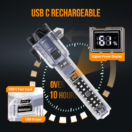 Car Emergency Flashlights Rechargeable 2Packs, 990,000L High Lumens Car Flashlight Emergency Kit, 7 Modes Tactical LED Flash Light with Window Breaker, Belt Cutter, Alarm Buzzer, Magnet, USB C for Car - size: 2pc-XL