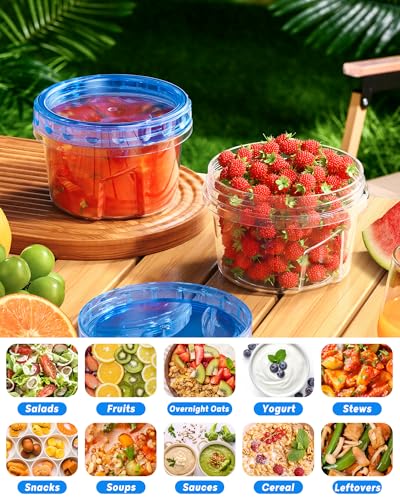 BiuLeon 12 Pack-17oz Freezer Storage Containers, Plastic Food Storage Containers with Twist Top Lids, BPA Free and Reusable Soup Containers with Lid, Microwave and Dishwasher Safe - color: 12Pack-17oz