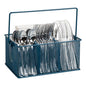 Mind Reader Multi-purpose Storage Caddy with Handle, Desktop Organizer, Cutlery Holder, 4 Compartments, Metal Mesh, Turquoise - color: Turquoise