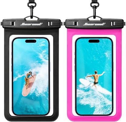 Hiearcool Waterproof Phone Pouch,Underwater Phone Cases Compatible for iPhone 17 16 15 14 13 Pro Max,Waterproof Dry Bag for Cruise Travel Essentials Phone Water Protector Pouch-Black&Bright Red-2Pack - color: Black & Bright Red