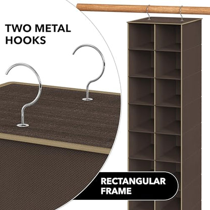 Simple Houseware 20 Section Shelves Hanging Shoes Organizer Holder for Closet, Brown - color: Brown