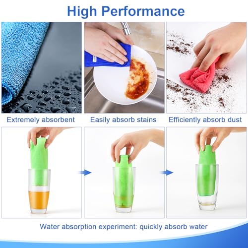 12Pcs Premium Microfiber Cleaning Cloth, Highly Absorbent Household Cleaning Supplies - for Kitchen Towels, Dish Cloths, Dust Rag