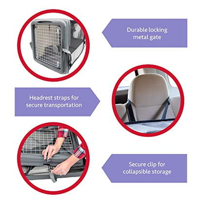 Sport Pet Car Seat Pet Crate with Divider - color: Medium Pop-Up Crate w/ Divider (Tan)
