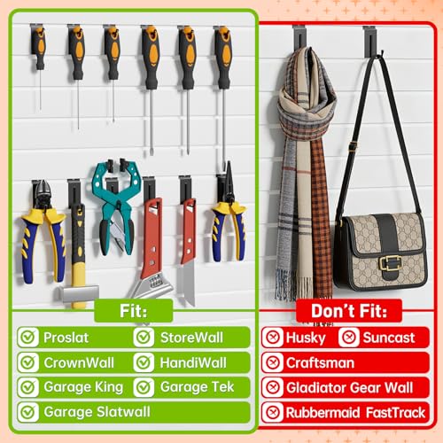 50 Pack J-Shaped Slatwall Hooks, 2 Inch Heavy Duty Slat Wall Hanger, Slatwall Accessories Display Hooks for Garage, Retail Store, Kitchen, Craft Room - size: 2.2 Inch