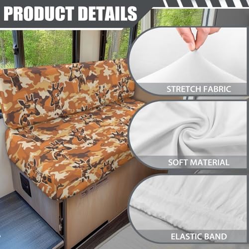 SEANATIVE 2 Sets RV Dinette Cushion Covers Couch Cushion Slipcover Stretch Seat Sofa Chair Cover Giraffe Camouflage Furniture Protector for RV Camper Car Bench Backrest Covers Bench Covers - color: Giraffe Camouflage