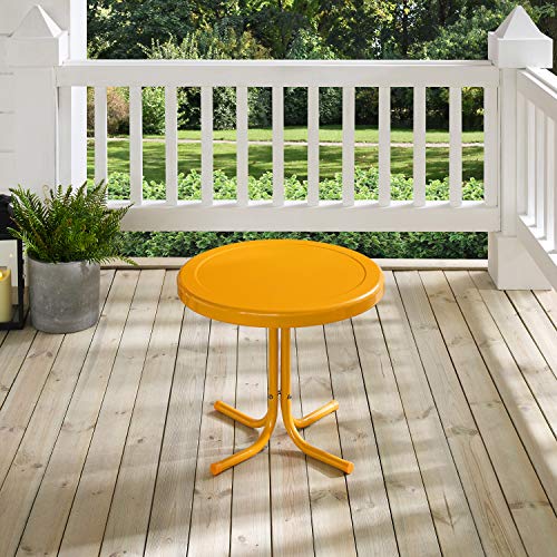 Crosley Furniture Griffith Weather Resistant Retro Metal Outdoor Side Table for Patio, Deck, Porch, Tangerine - color: Tangerine