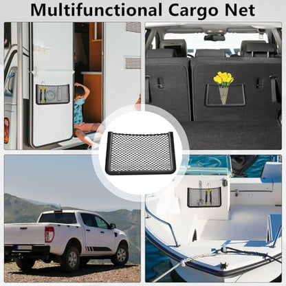 2 PCS Car Net Pocket, ABS Plastic Frame Cargo Net Storage Car Pockets Phone Net, Cars Mesh Nets Pockets with Screws for Auto, RV, Boat, and Camper Storage Nets (11.8 x 7.9 Inch) - size: 11.8 x 7.9 Inch