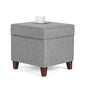 Linen Storage Ottoman with Wooden Legs, 17" Square Upholstered Flip-Top Footrest Stool, Extra Seat or Coffee Table for Living Room, Bedroom, Entryway, Grey - color: Grey