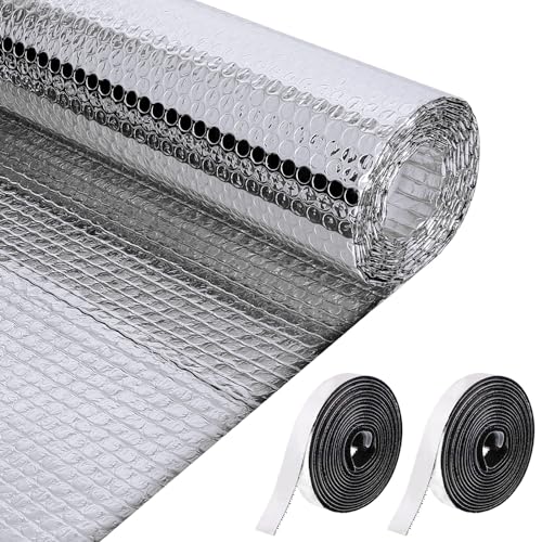 Frienda Double RV Door Window Shade Cover Blackout Reflective Insulation Roll 157.5x39 Inches Aluminum Foil Insulation Kit for Rv Garage Roof Door Window Skylight Shade(Silver) - size: 39.4inch*13ft