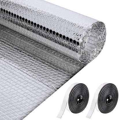 Frienda Double RV Door Window Shade Cover Blackout Reflective Insulation Roll 157.5x39 Inches Aluminum Foil Insulation Kit for Rv Garage Roof Door Window Skylight Shade(Silver) - size: 39.4inch*13ft