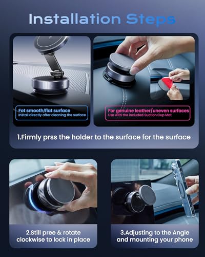 Magnetic Phone Charging Holder Mount for Magsafe Car Mount Charger, 15W Fast Charger Wireless [108+LBS Suction & 3800gf Magnetic], 360° Vacuum Magnetic Phone Holder for iPhone 17 Pro Max Air 16-12