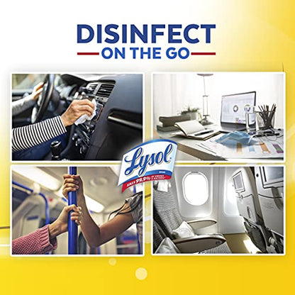 Lysol Disinfecting Wipes To-Go Pack, Lemon Scent, 15 Count (Pack of 3)
