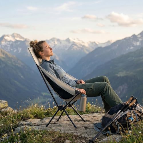 Wind Tour Portable Camping Chair Lightweight Foldable Outdoor Chair for Hiking Camp Backpacking Lawn Beach Fishing Picnic with Carry Bag (High-Back | White-2) - color: High-back | White-2