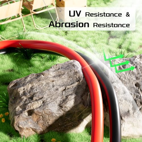 Bateria Power 2x50 Feet Solar Panel Wire, 12AWG (4mm²) Tinned Copper Solar Panel Extension Cable PV Wiring for Photovoltaic Solar System, Automotive RVs, Marine (50FT Red + 50FT Black) - color: Black+Red, size: 50Ft 12AWG