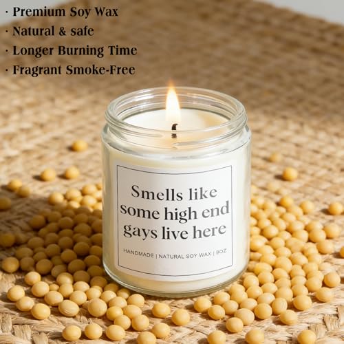 Gay Gifts for Men, Pride Gift for LGBTQ Boyfriend Husband Friend Brother, Funny Birthday Valentines Day Present Ideas - Lavender Scented Candle - style: Gay