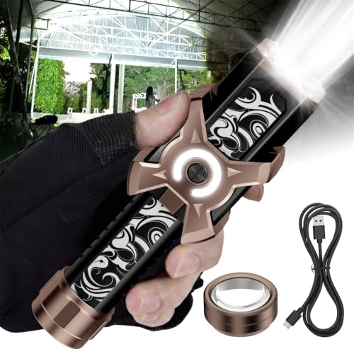 SKYFIRE 4000 Lumens Rechargeable Flashlight, Tactical LED Flashlight with Ignition Lens, USB-C Fast Charging, Zoomable 6 Modes & COB Side Light, IPX6 Waterproof for Camping Emergency Power Outage