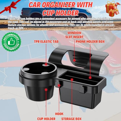 Extra Hanging Car Door Window Drink Coffee Cup Holder with Storage Organizer Tray | Coin Holder Change Organizer Fits Most Vehicles, Trucks Interior Car Gadgets Accessories - style: Car Door Cup Holder & Coin Organizer