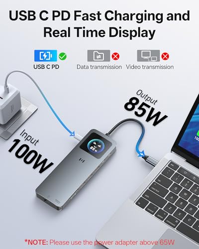 Selore USB C Docking Station 3 HDMI, 13-in-1 Laptop Docking Station with Triple 4K HDMI, Smart Display, 2.5G Ethernet, 100W PD, 10Gbps USB A/C 3.1, SD/microSD Card Reader for Dell/HP/Lenovo Laptops - color: Space Grey