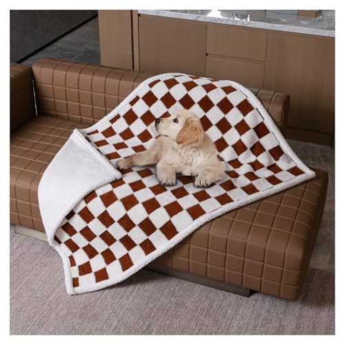 Waterproof Pet Blanket,Checked Jacquard Pets Throw Dog Blankets Dog Bed Covers Couch Sofa Stylish for Puppy Cats Washable Reversible Furniture Protection Covers (Coffee Check,S) - color: Coffee Check, size: S-71*100cm(28*40in)