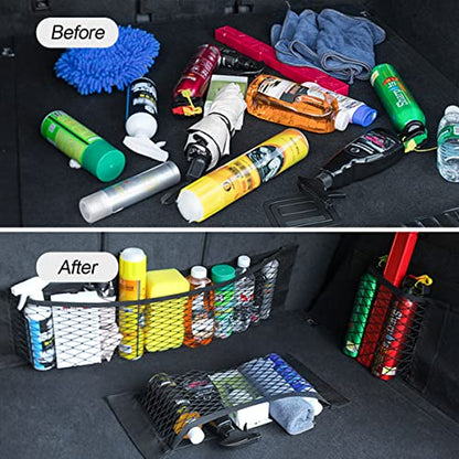 Mesh Cargo Net for Car, Universal Stretchable Trunk Storage Net Wall Sticker Organizer Elastic Pouch Bag for Cars, SUV, Home, Auto Interior Accessories (Medium) - size: Medium