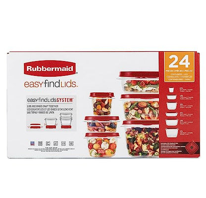 Rubbermaid Assorted Food Storage Container Set - Case of: 1; Each Pack Qty: 24; Total Items Qty: 24