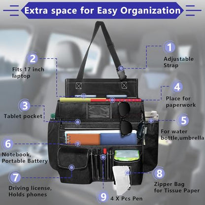 LIWSHWZ Seat Organizer Front Seat,Patrol Bag Law Enforcement with Large Storage,Universal Fit for Front & Back Seats,Dedicated Tablet and 17 Inch Laptop Storage,for Truck Office, Police,Black - size: 17.72" L x 13.78" W x 5.9" H