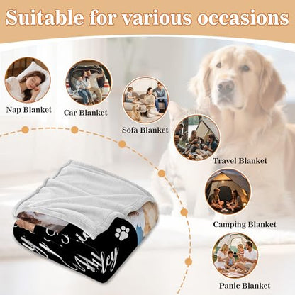 Custom Dog Blanket with Photo, Personalized Name Blanket with Picture for Pets Lover Family Women Men, Customized Dog/Cat Loss Sympathy Bereavement Passing Away Gifts/Memorial Gifts for Pet - color: Design14