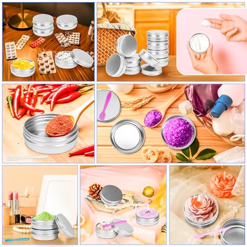 16Pack 2oz Tin Jars, 60ml Metal Tin cans, 2Ounce Aluminum tin can jar Containers with Screw Lid for Lotion Bars, Spices, Salve, Balms, Beard Balm, Toiletries, Creams, Samples, Makeup Cosmetic - color: Silver