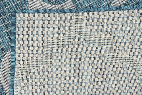 Unique Loom Outdoor Trellis Collection Area Rug (7' 1" x 10' Rectangle, Teal/ Gray) - color: Teal/Gray, size: 7'1" x 10' (Rectangular)