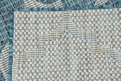 Unique Loom Outdoor Trellis Collection Area Rug (7' 1" x 10' Rectangle, Teal/ Gray) - color: Teal/Gray, size: 7'1" x 10' (Rectangular)