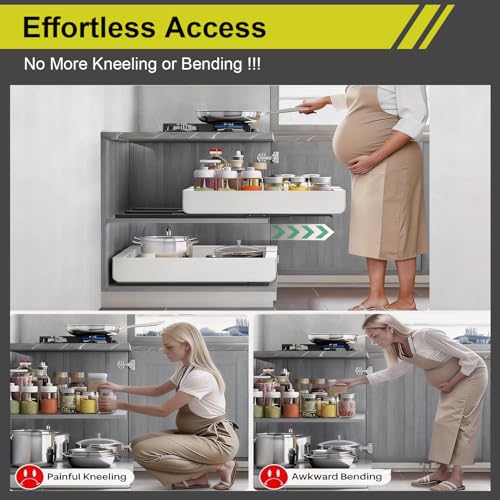 1-Pack Expandable Pull Out Cabinet Organizer 21" Deep with 3 Slide Rails, Adjustable Width (12"-22") Drawer Organizer for Kitchen Pantry Base Cabinets, Fixed with Roll Out Shelves Adhesive, White - size: 1 Pack