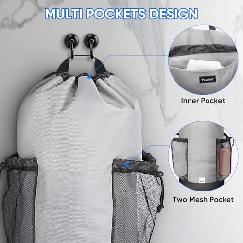 BALEINE 2PK 120L Laundry Bag Backpack, 900D Oxford Fabric Large Travel Laundry Bags with Shoulder Straps and 2 Mesh Pockets (Gray, 120L) - color: Gray, size: 120L - 2PK