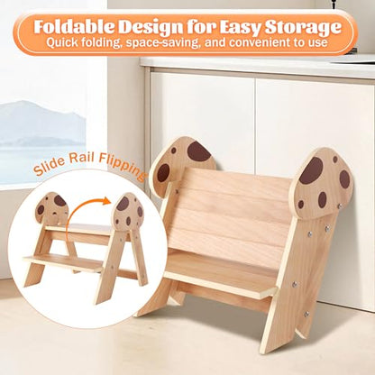 Beech Wooden Toddler Step Stool, 2-Step Foldable Stool for Kids with Non-Slip Surface, Baby Bathroom Stool for Potty Training, Bathroom Sink, Kitchen Counter with Cute Mushroom Design - style: Mushroom