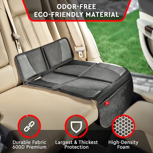 Helteko Carseat Protector with Thickest Padding, 2 Pack Auto Seat Pad from Waterproof & Stain Resistant for Child Baby , Kick Mat Material for Leather and Fabric Seat - color: Black