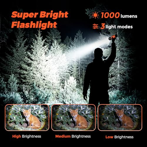 Rechargeable Flashlights High Lumens, LED Flashlight with Zoomable & 180° Swivel Head, 3 Brightness Modes, IP54 Waterproof IK08 Impact-Resistant Magnetic Flashlight for Emergency, Camping, Home Use