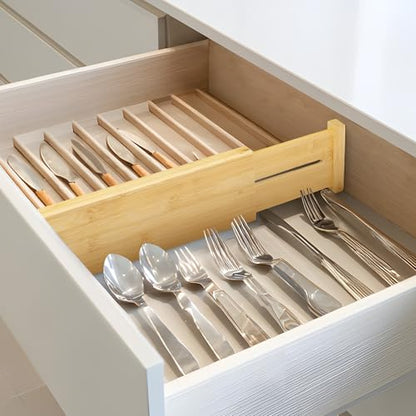 VaeFae 6 Pack Bamboo Drawer Dividers, 4" High Adjustable 11.9-17.1" Clothes Drawer Organizers, Expandable Separators for Bedroom/Bathroom/Kitchen/Office Storage - size: 4''H, 11.9''-17.1''L, 6 Pack