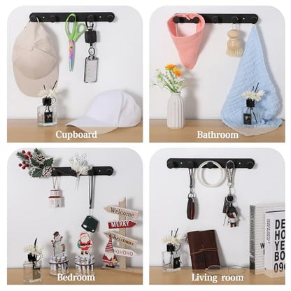Coat Hooks Wall Mounted, Black Coat Rack with 5 Hooks Adhesive & Screw in Door Hooks Heavy Duty Coat Hanger Towel Hooks for Wall Towels Clothes Hat - style: "O" shape