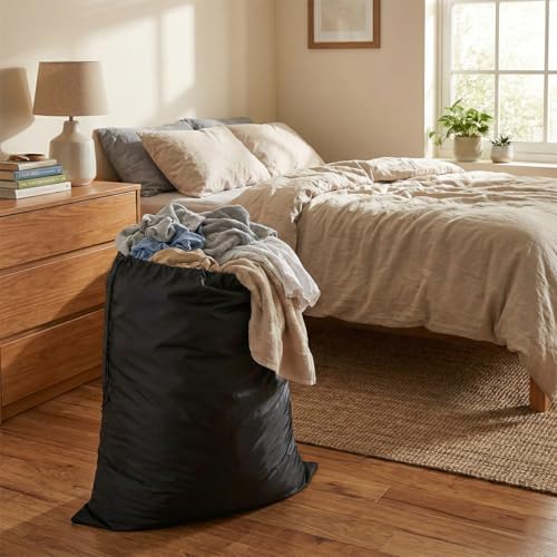 Extra Large Laundry & Storage Bag (Black, 19"x27") | Lightweight, Dust & Moisture. Ideal for Blankets, Clothes, Pillows & Cushions for Moving, Dorms, Travel & Camping - size: 19"x27"