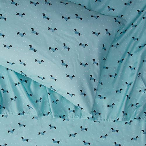 Intelligent Design Microfiber Cozy Bed Sheet Set, Modern All Season Bedding & Pillowcases, Premium 14" Elastic Pocket Fits up to 16" Mattress, Twin XL Aqua Dogs, 3 Piece - color: Aqua Dogs, size: Twin XL