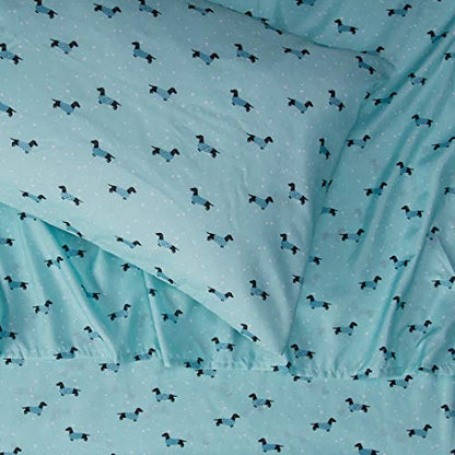 Intelligent Design Microfiber Cozy Bed Sheet Set, Modern All Season Bedding & Pillowcases, Premium 14" Elastic Pocket Fits up to 16" Mattress, Twin XL Aqua Dogs, 3 Piece - color: Aqua Dogs, size: Twin XL
