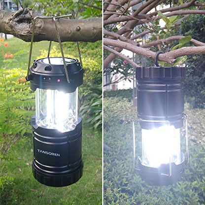 4 Pack Solar USB Rechargeable 3 AA Power Brightest COB LED Camping Lantern, Waterproof Collapsible Emergency LED Light
