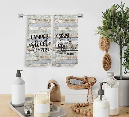 Camper Sweet Camper Camping Kitchen Towels and Dishcloths Sets of 2,Campsite Cabin RV Absorbent Drying Cloth Hand Towels Tea Towels for Bathroom Kitchen,Gifts for Campers Camping Lovers,16×24 inches - color: Recreational Vehicle-1