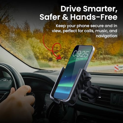 Car Phone Holder for Air Vent – Easy One-Hand Drop & Lock Car Phone Mount, Secure & Stable 360° Adjustable Vent Holder, Universal Cell Phone Mount for iPhone Samsung Android, Military Grade