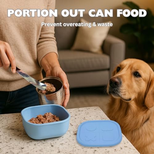 2ME Airtight Pet Wet Food Storage Containers with Lids (4-Pack, 12oz) - Silicone Meal Prep Kit for Dog & Cat Food - Freezer, Microwave & Dishwasher Safe - with Stainless Steel Scoop - size: 12oz Pack of 4