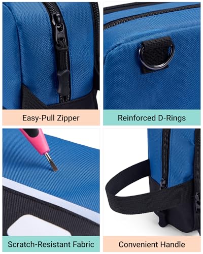 2 Pack Small Tool Bags Zipper Pouch for Organizing, with Adjustable Shoulder Strap & Carabiner, Utility Small Tool Pouch with Multi Pocket Compartments and Label Area (12" & 10") - color: Green/Blue